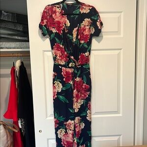 Lulu's Successful Statice Navy Blue Floral Print Jumpsuit